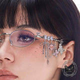 Japanese Star Bow Decorated Oval Frame PC Sunglasses