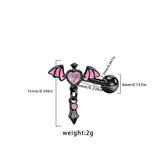 L Rod Love Heart Wings Inlaid Zircon Stainless Steel Nose Ring