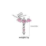 L Rod Love Heart Wings Inlaid Zircon Stainless Steel Nose Ring