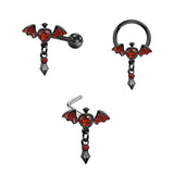 L Rod Love Heart Wings Inlaid Zircon Stainless Steel Nose Ring