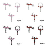 L Rod Love Heart Wings Inlaid Zircon Stainless Steel Nose Ring