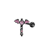 L Rod Love Heart Wings Inlaid Zircon Stainless Steel Nose Ring