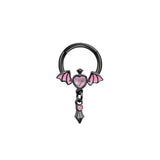 L Rod Love Heart Wings Inlaid Zircon Stainless Steel Nose Ring