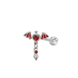 L Rod Love Heart Wings Inlaid Zircon Stainless Steel Nose Ring