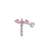 L Rod Love Heart Wings Inlaid Zircon Stainless Steel Nose Ring