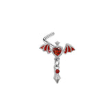 L Rod Love Heart Wings Inlaid Zircon Stainless Steel Nose Ring