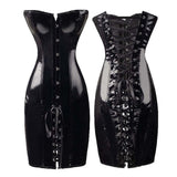 Lace-Up Abdomen Shapewear PVC Leather Dress | Gthic.com