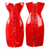 Lace-Up Abdomen Shapewear PVC Leather Dress | Gthic.com