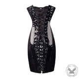 Lace-Up Abdomen Shapewear PVC Leather Dress | Gthic.com