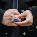 Lapis Lazuli Archangel Michael Stainless Steel Gemstone Ring