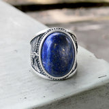 Lapis Lazuli Archangel Michael Sterling Silver Gemstone Ring | Gthic.com