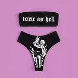 Letters Print Monster Skull Bikini Set | Gthic.com
