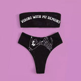 Letters Print Monster Skull Bikini Set | Gthic.com