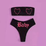 Letters Print Monster Skull Bikini Set | Gthic.com