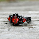 Lotus Zircon Inlaid Brass Gothic Ring | Gthic.com