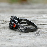 Lotus Zircon Inlaid Brass Gothic Ring | Gthic.com