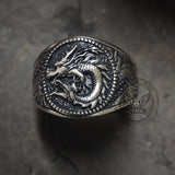 Lucky Cloud Chinese Dragon Sterling Silver Ring