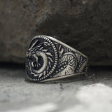 Lucky Cloud Chinese Dragon Sterling Silver Ring