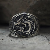 Lucky Cloud Chinese Dragon Sterling Silver Ring