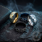 Luminous Hexagon Pattern Soccer Stainless Steel Ring | Gthic.com