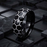 Luminous Hexagon Pattern Soccer Stainless Steel Ring