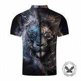 Majestic Lion Head Print Short Sleeve Polo Shirt 02 | Gthic.com