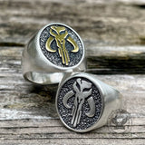 Mandalorian Symbol Sterling Silver Skull Ring 03 | Gthic.com
