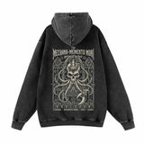 Mechano Memento Mori Skull Octopus Vintage Washed Hoodie | Gthic.com