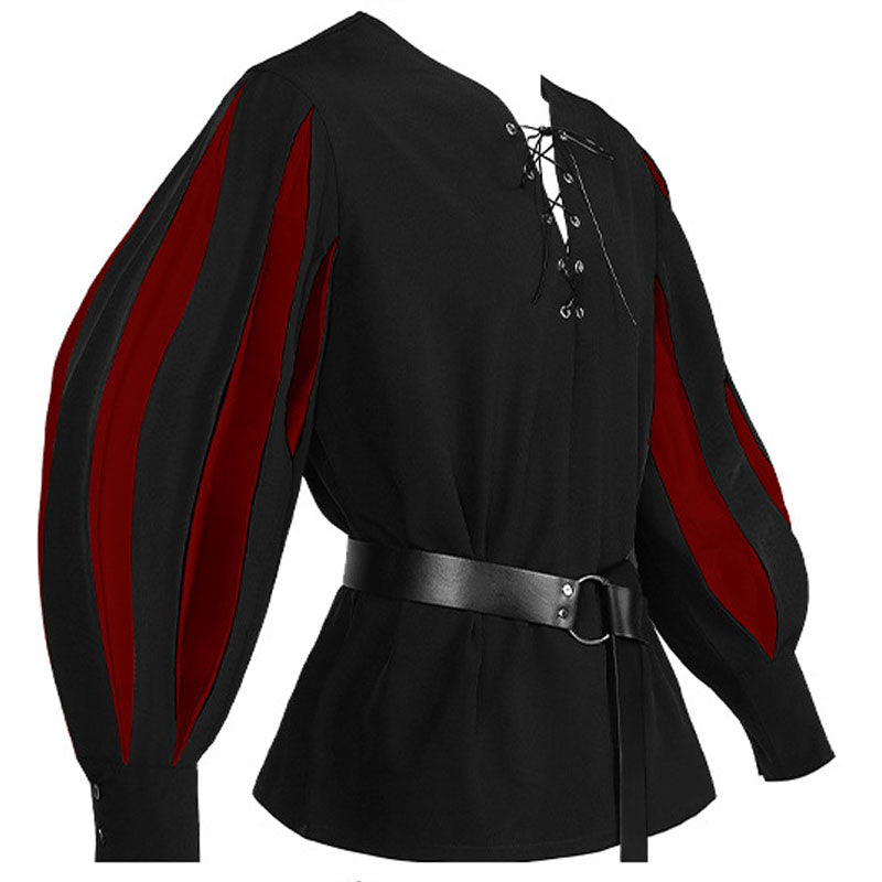 Medieval Colorblock Tie-Strap Balloon Sleeve Shirt – GTHIC