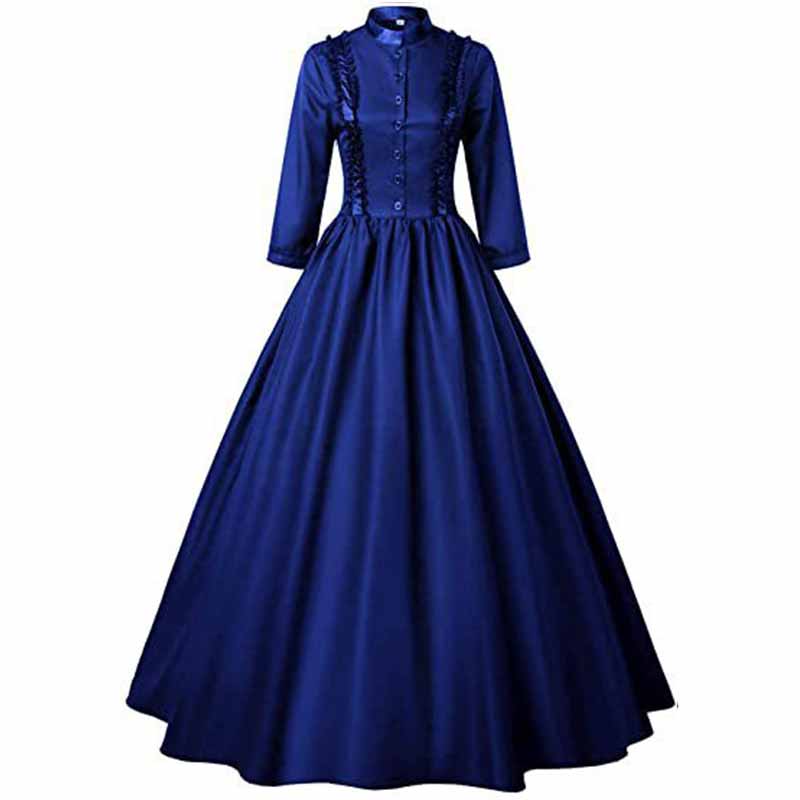 Medieval Gothic Solid Color Victorian Ball Dress, Blue / L (Bust 98-102 cm) Medieval Gothic Solid Color Victorian Ball Dress, Blue / L (Bust 98-102 cm)