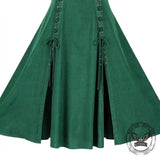 Medieval Solid Square Neck Lace-Up Sleeveless Dress