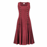 Medieval Solid Square Neck Lace-Up Sleeveless Dress 02 | Gthic.com