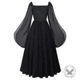 Medieval Square-Neck Lace-Up Bell Sleeves Dress