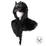 Medieval Viking Fake Wolf Skin Skull Hooded Cape