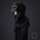 Medieval Viking Fake Wolf Skin Skull Hooded Cape | Gthic.com