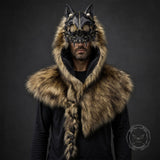 Medieval Viking Fake Wolf Skin Skull Hooded Cape | Gthic.com