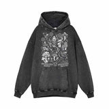 Memento Mori Frog Skeleton Mushroom Vintage Washed Hoodie | Gthic.com