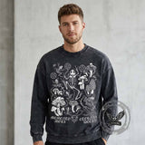 Memento Mori Frog Skeleton Mushroom Vintage Washed Sweatshirt | Gthic.com