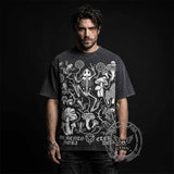 Memento Mori Frog Skeleton Mushroom Vintage Washed T-Shirt | Gthic.com