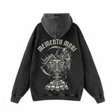 Memento Mori Grim Reaper Vintage Washed Hoodie | Gthic.com