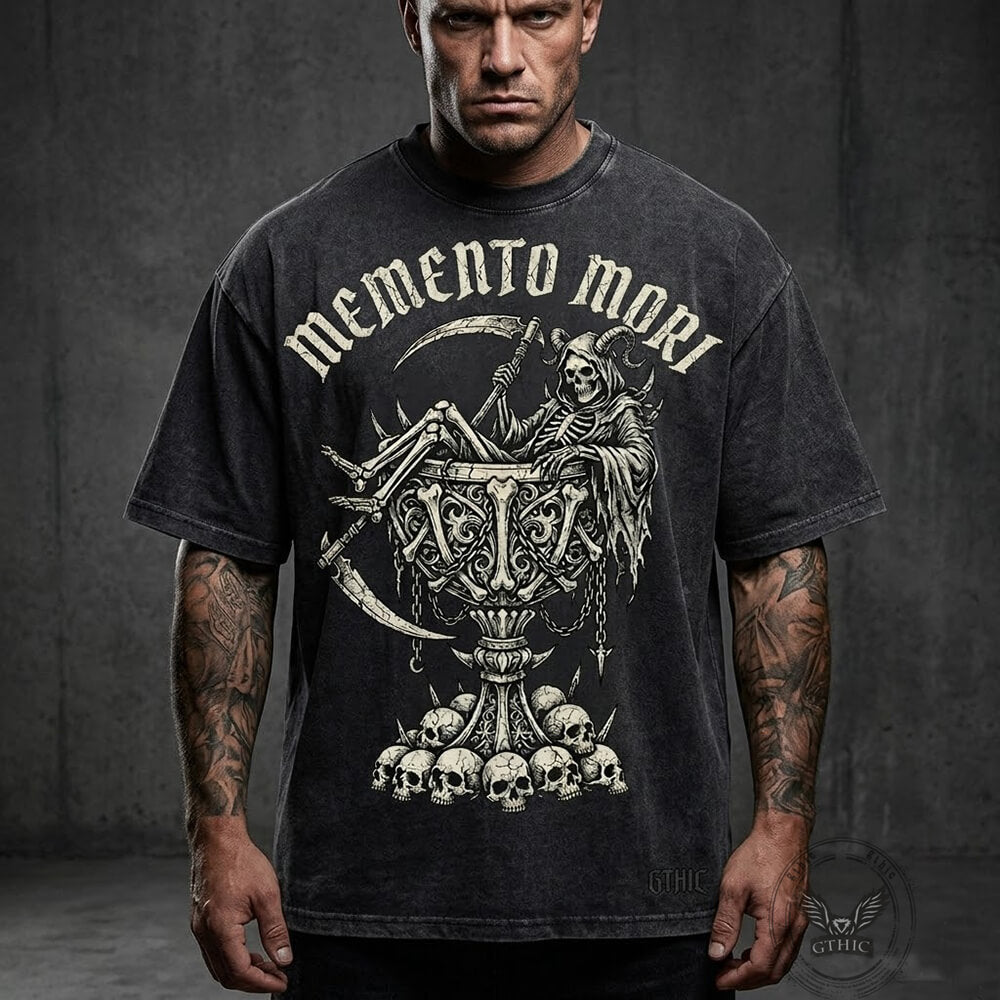 Memento Mori Grim Reaper Vintage Washed T-shirt – GTHIC