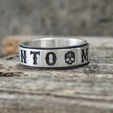 Memento Mori Letters Skull Sterling Silver Ring