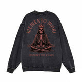 Memento Mori Meditating Skeleton Vintage Washed Sweatshirt | Gthic.com