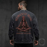 Memento Mori Meditating Skeleton Vintage Washed Sweatshirt | Gthic.com