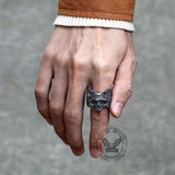 Mexikanische Blumen-Ring mit Zuckerschädel aus Edelstahl