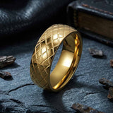 Minimalist Diamond Grid Stainless Steel Band Ring