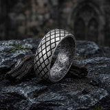 Minimalist Diamond Grid Stainless Steel Band Ring
