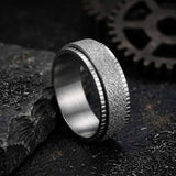 Minimalist Frosted Stainless Steel Spinner Ring