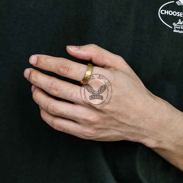 Minimalist Gold Color Titanium Band Ring