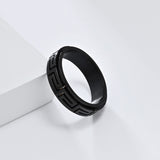 Minimalist Great Wall Pattern Stainless Steel Spinner Ring 04/Gthic.com
